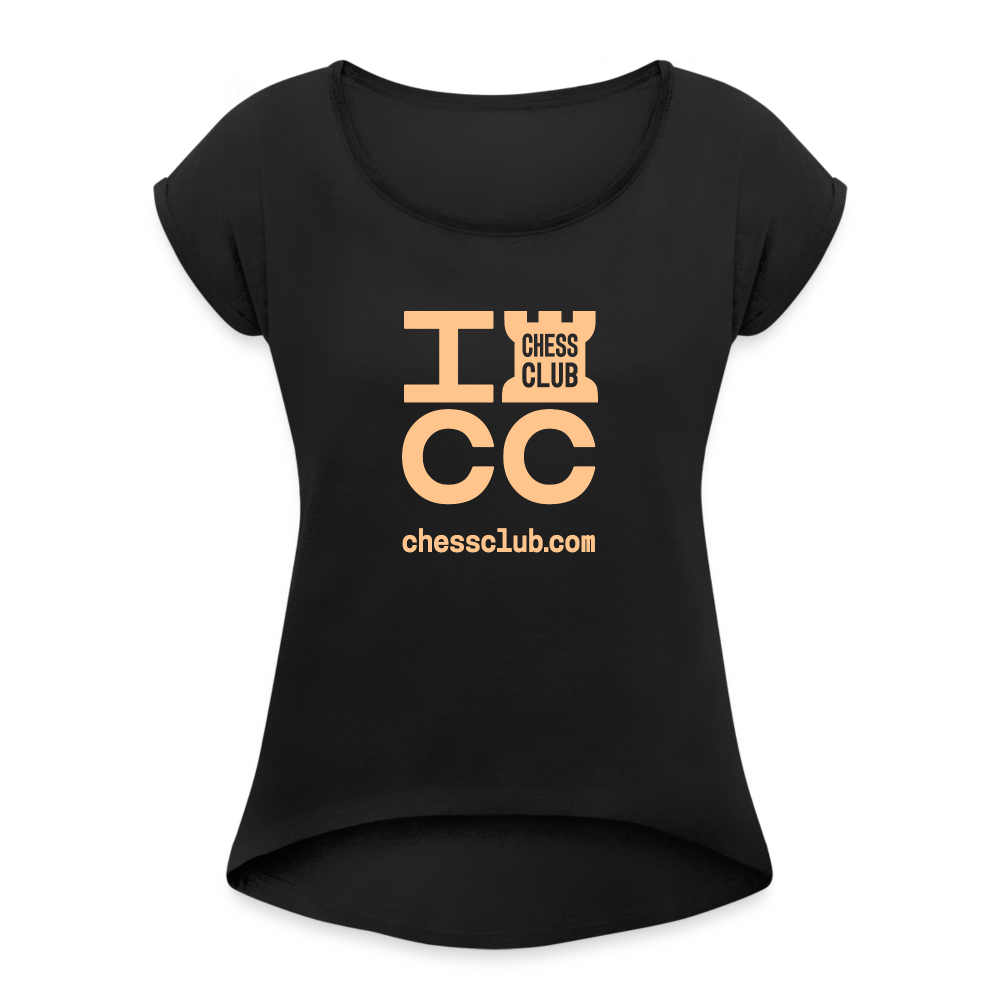 ICC Brand Orange Logo Women's Roll Cuff T-Shirt - black