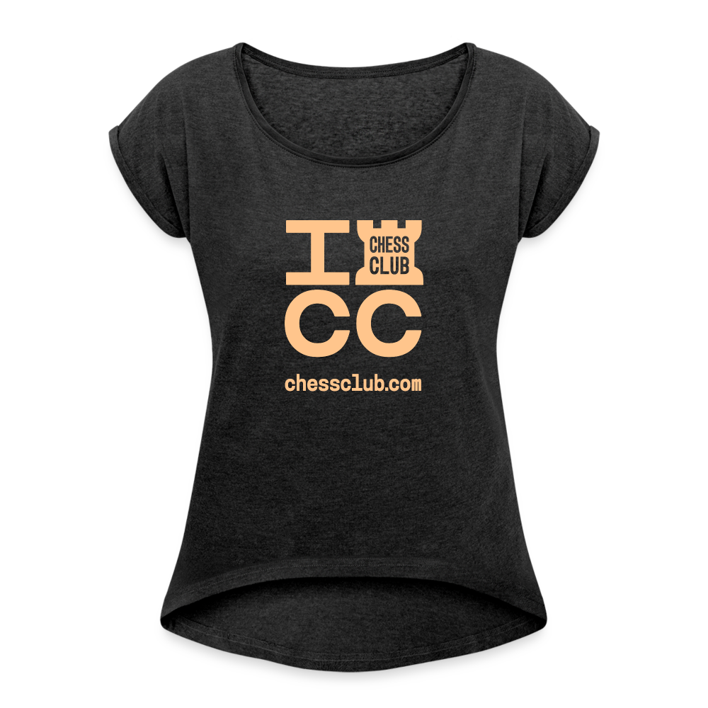 ICC Brand Orange Logo Women's Roll Cuff T-Shirt - heather black