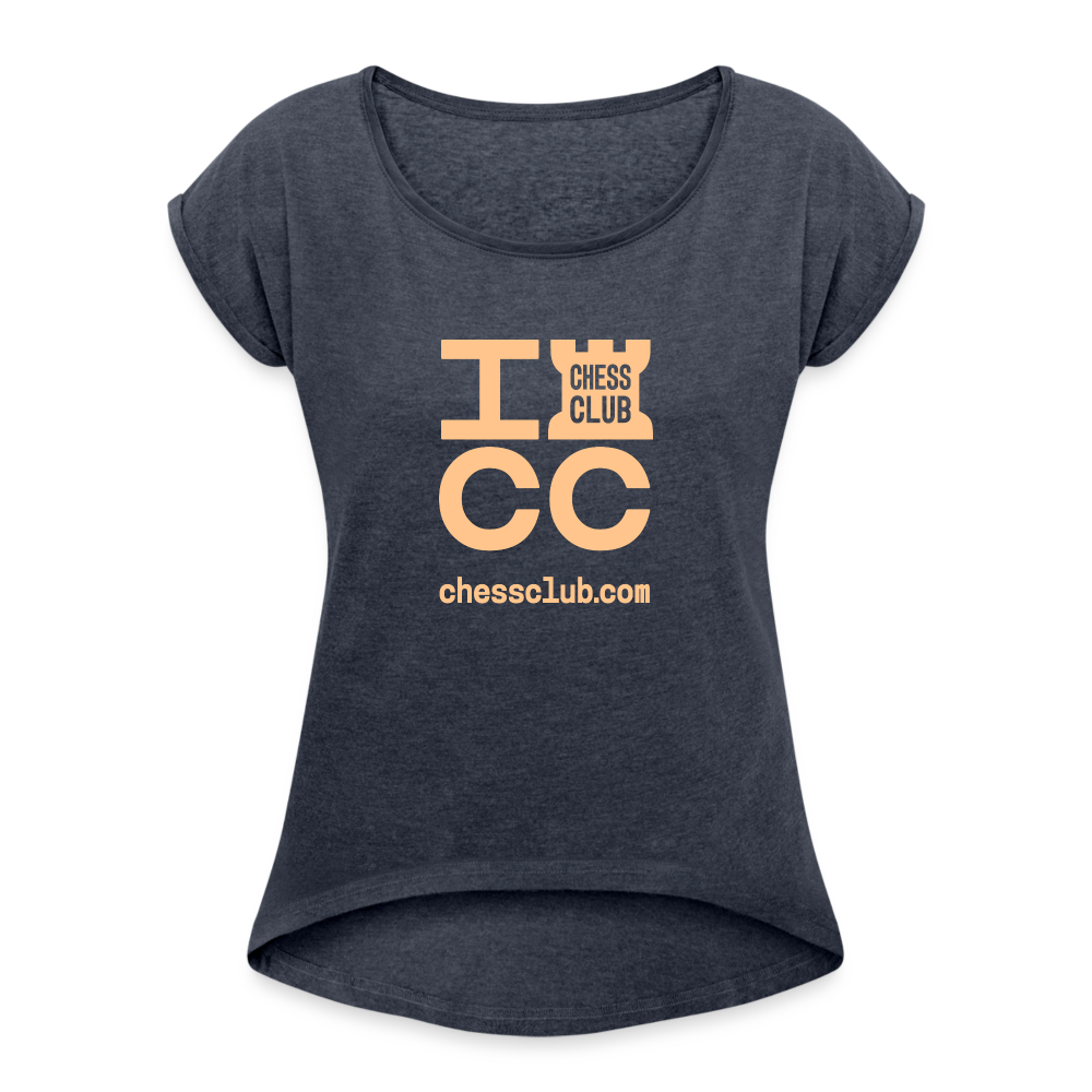 ICC Brand Orange Logo Women's Roll Cuff T-Shirt - navy heather