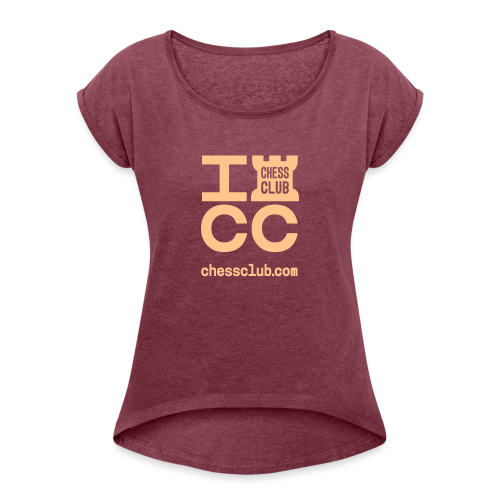 ICC Brand Orange Logo Women's Roll Cuff T-Shirt - heather burgundy