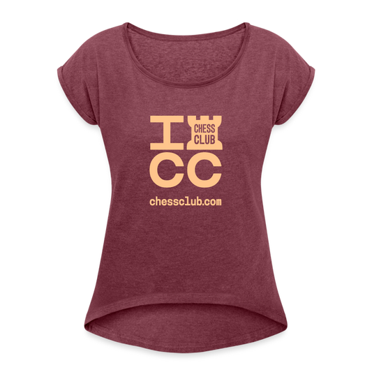 ICC Brand Orange Logo Women's Roll Cuff T-Shirt - heather burgundy