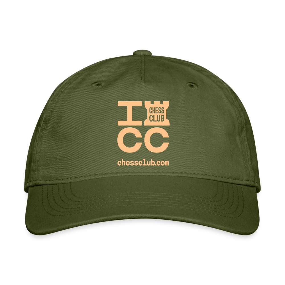 ICC Brand Orange Logo Organic Baseball Cap - olive green