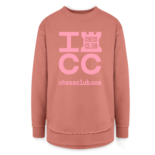 ICC Brand Pink Logo Women's Weekend Tunic Fleece Sweatshirt - mauve