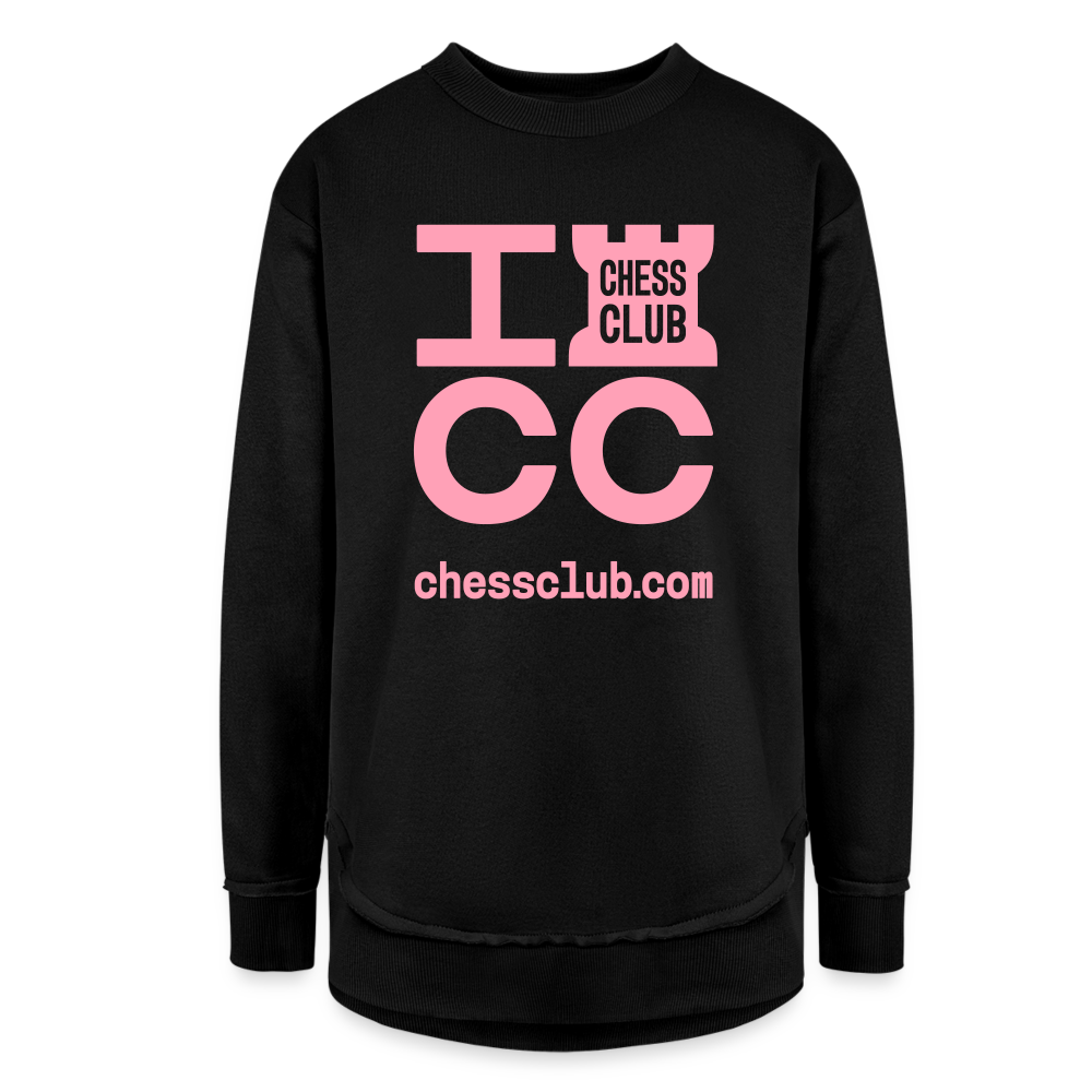 ICC Brand Pink Logo Women's Weekend Tunic Fleece Sweatshirt - black