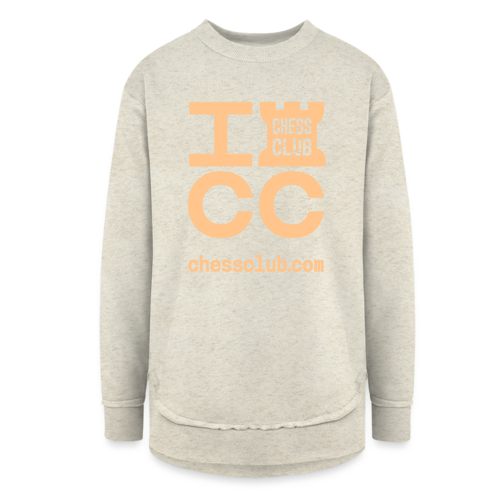 ICC Brand Orange Logo Women's Weekend Tunic Fleece Sweatshirt - heather oatmeal